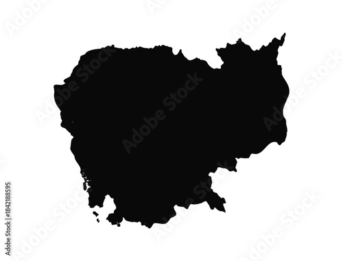 Outline black map of cambodia hgih quality vector illustration