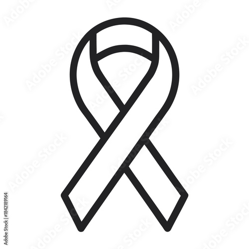 Simple black outline of a support ribbon