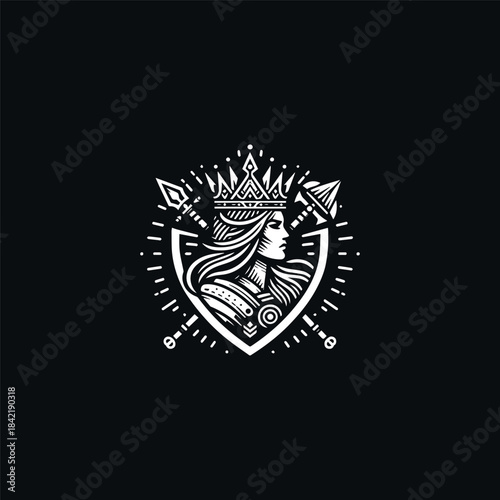 Woman king logo template vector illustration design
