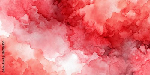 Vibrant abstract red watercolor texture creating a dynamic and ethereal background