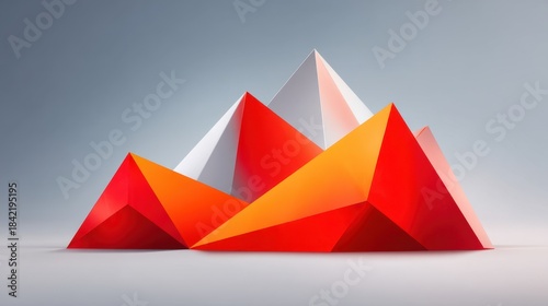 Free Download Abstract Geometric Mountain Landscape in Bright Red and Orange Tones with Smooth Edges Perfect for Modern Design and Creative Projects - GFXLoad