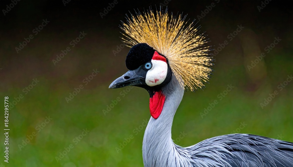 Fototapeta premium A close-up portrait of an exotic bird with a distinctive crown and striking plumage