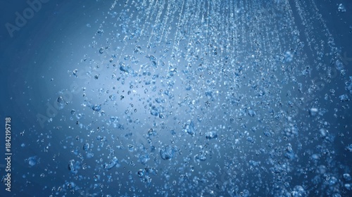 cold shower routine, droplets in motion, fresh blue tones, dynamic realistic water textures, invigorating atmosphere, health and resilience concept