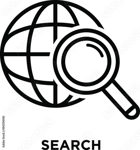 Search icon globe outline global