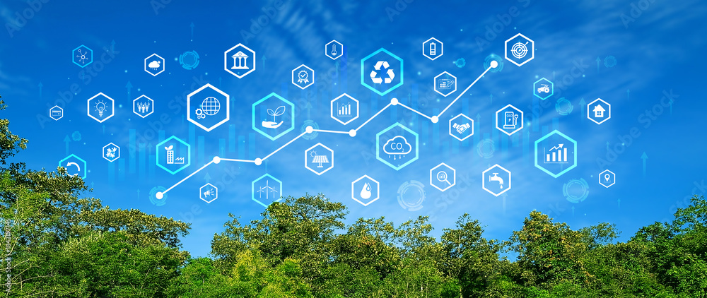 Naklejka premium ESG environmental social and governance investment business concept, business sustainable and ethical investment strategy, Green earth concept for environment. not ai