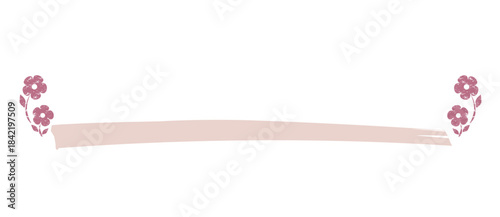 ピンク色のマーカーライン　ステンシル風お花のワンポイント