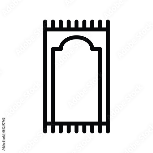 A simple line art icon representing an Islamic prayer rug.