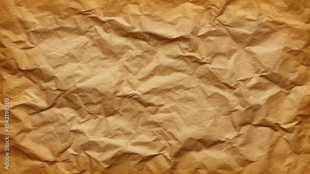 Fototapeta premium Crumpled Brown Paper Texture Background for Creative Projects, Crafting, and Design Use in Various Applications and Visual Mediums