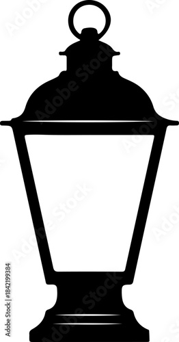 Timeless black silhouette icon depicting an antique style hanging lamp, ideal for decorative vector graphics