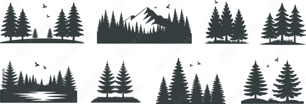 Obraz premium Forest Landscape Vector Silhouette Artwork