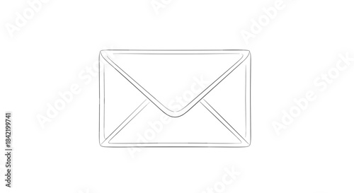 Faded envelope isolated against a stark white background with minimalist design and subtle shading