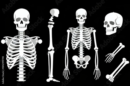 Human bone structure vector flat design