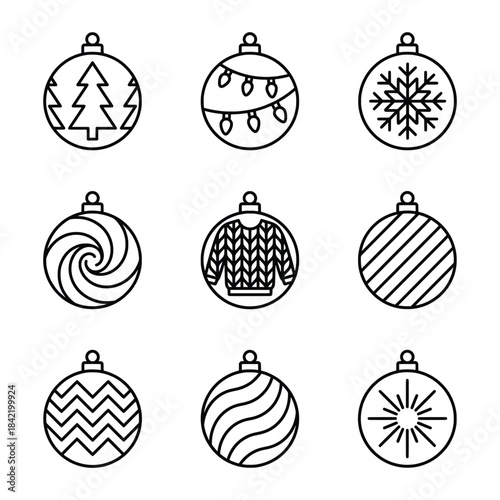 Christmas ornament icons showcase festive holiday decoration designs