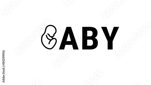 Baby inscription, black isolated silhouette