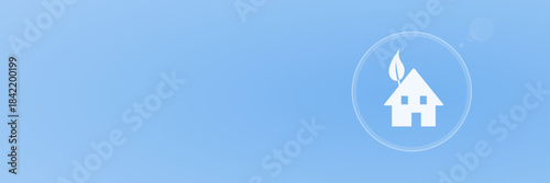 Grünes, nachhaltiges Haus Header Copy Space Vektor für Ökologie, Umweltschutz, Klimaschutz und energieeffiziente Architektur. Symbol für Umweltfreundlichkeit.