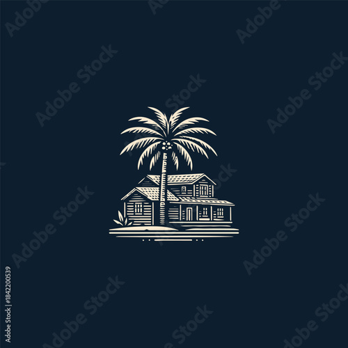 Palm house logo icon design template vector illustration