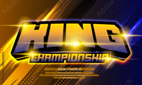 [Editable Text Effect Logo] ” King  Championship Logo” The title logo style is a three-dimensional, sporty and hard logo sparkling against a futuristic background.