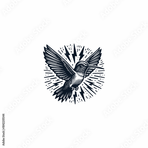 Bird thunder logo icon design template vector illustration