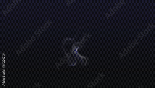 Wispy ethereal smoke rising gently from a small blue flame against a dark textured background