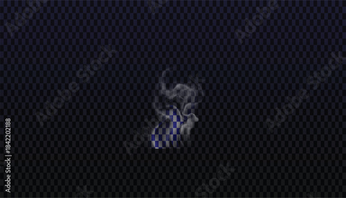 Wispy ethereal smoke rising gently from a small blue flame against a dark textured background