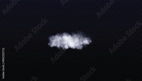 Small white smoke plume drifting horizontally across a dark textured background in a minimalist abstract style