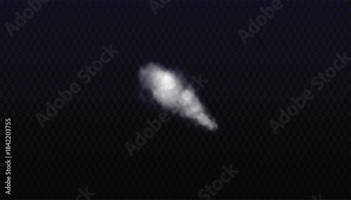 Bright white smoke trail or light anomaly captured against a dark textured background at night