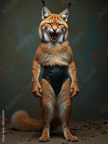 Anthropomorphic lynx dresse...