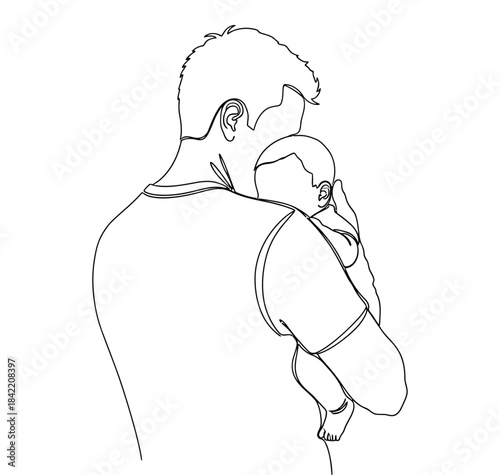 Father carrying baby on shoulder