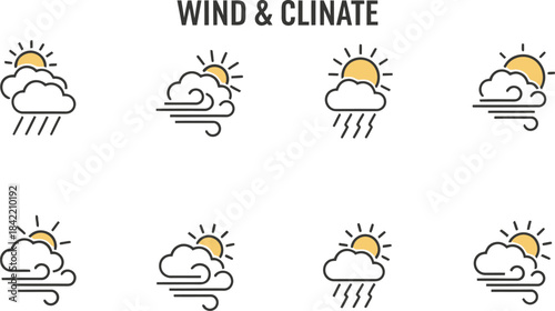 Weather Icon Bundle – Vector Line Art for Climate, Forecast, and Meteorology