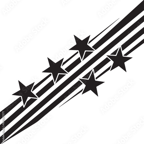 Black stars on a diagonal stripe brush stroke background