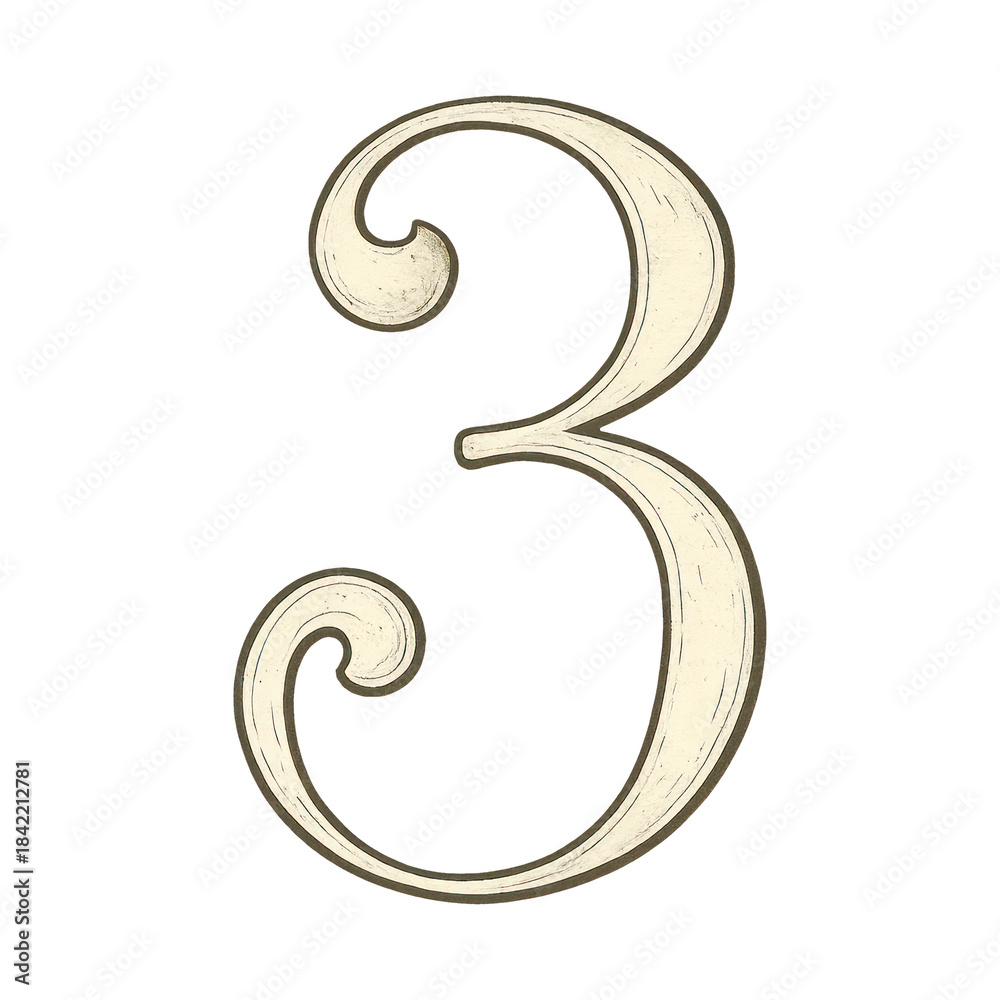 Fototapeta premium PNG Elegant vintage numeral design, transparent background