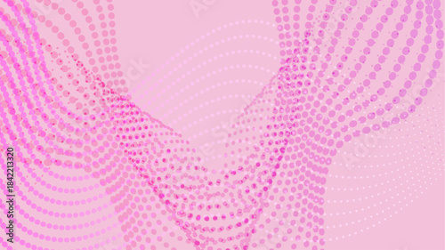 ドットの曲線とピンクの背景イラスト
