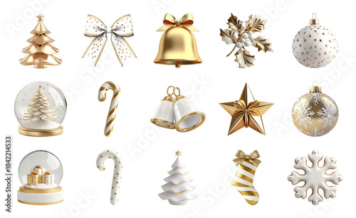 PNG Elegant festive gold decorations, element set on transparent background