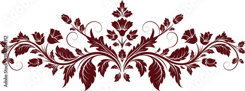 Elegant floral design with rich red and pink hues creating a vintage aesthetic