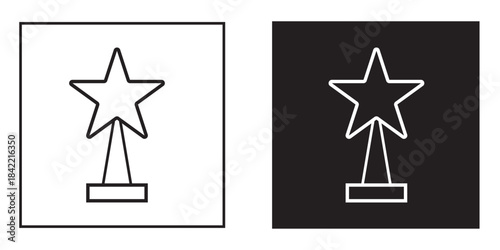 Trophy icons collection in Filled flat and thin line style.