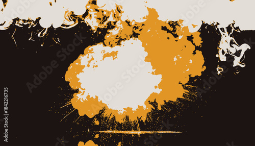 A striking abstract image showcasing a contrast of warm oranges against dark and light neutrals