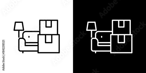 Moving Furniture and Boxes Icon Illustrating Home Relocation and Storage Needs