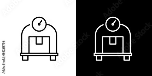 Scales icons showing weight measurement and weighing process in black and white outline
