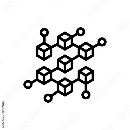 Black line icon for blockchain technology
