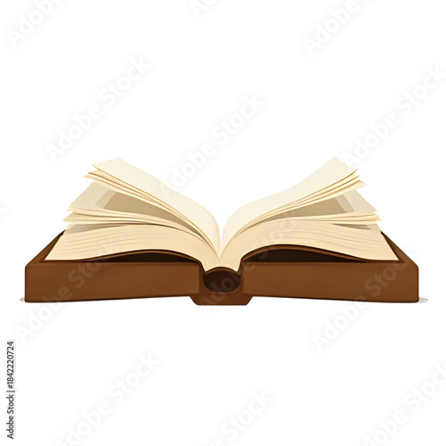 A classic open book with blank pages, perfect for illustrating concepts of knowledge, education, learning, and storytelling, presented as a vibrant vector graphic against a clean white background