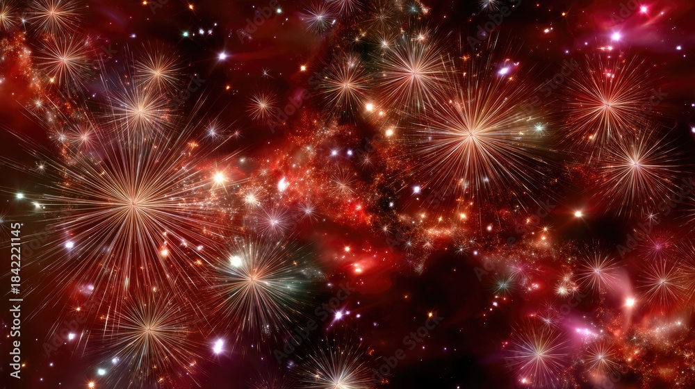 Fototapeta premium Stunning Cosmic Explosion of Colorful Stars and Nebulae in Dark Space Background