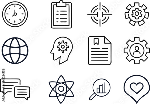 Human Resources icon set collection in a clean outline style