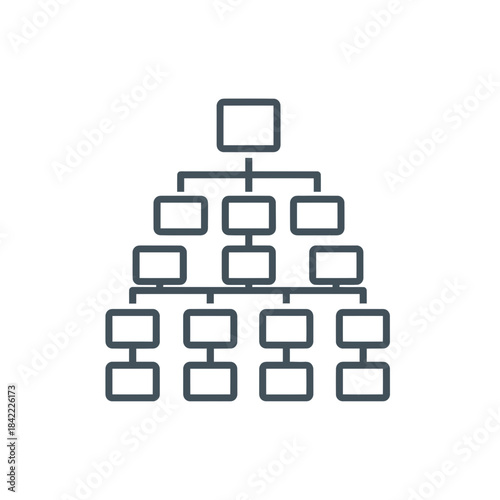 Organizational hierarchy chart diagram with multiple levels and connections