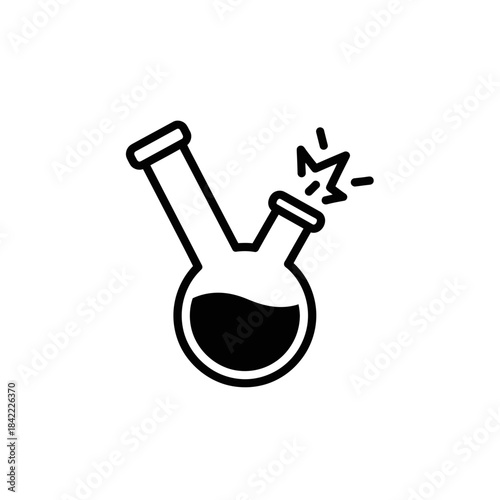 Outline of a glass bong with smoke rising from the bowl, isolated on transparent background