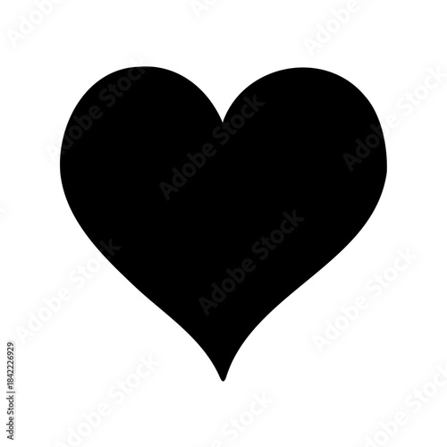 Bold black heart on a clean white background signifying love and emotion