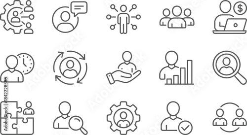 Public Facilities, Transportation, Commercial Services, Education, Accommodation, Environment, Banking, Fuel, and Leisure Activity Line Icons Set, Vector Illustration