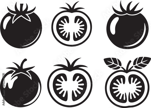 Ripe red tomatoes fruit with whole and cut sections fresh organic vegetables cooking ingredients