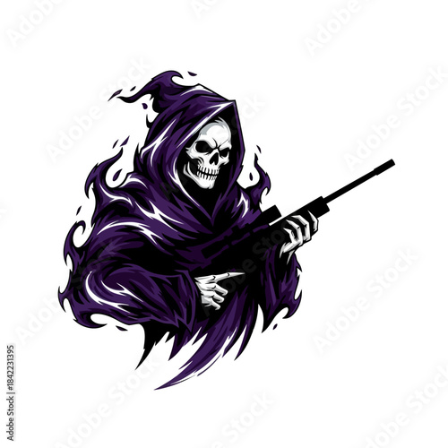 Grim Reaper with Sniper Rifle Esport Logo