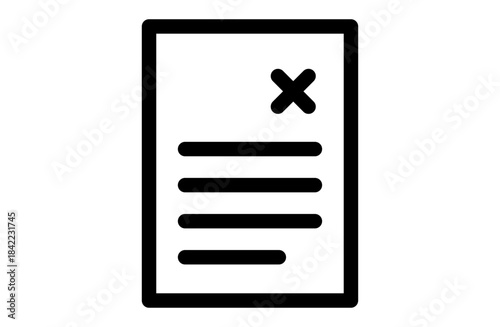 Rejected Document Cross Mark Line Icon