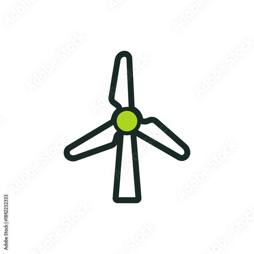 Vector icon of a stylized wind turbine for renewable energy